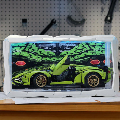 Extra-wide display case with custom background panel – Boxory Wide
