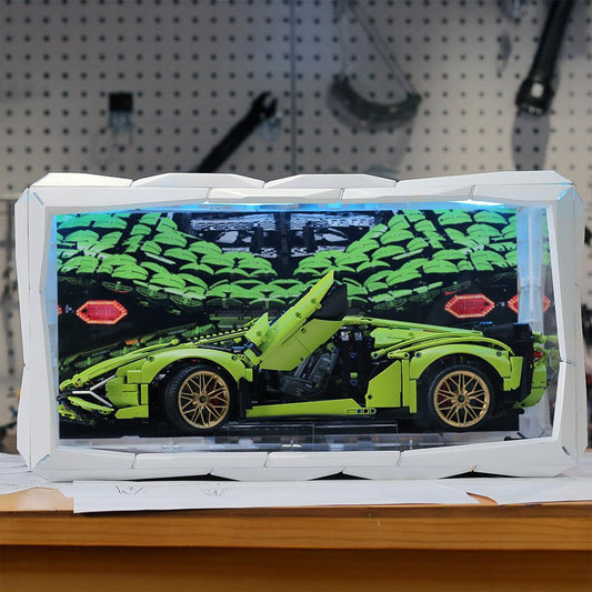 Extra-wide display case with custom background panel – Boxory Wide
